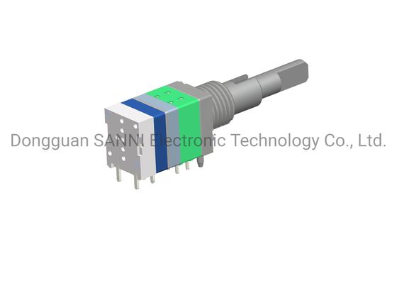 Absolute Rotary Dual Shaft Encoder 16 Detent Integrated With Push Switch