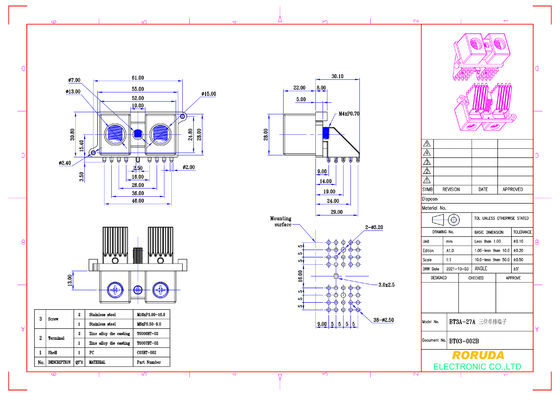 Barrier Type Car Amplifier Power Terminal Block 3 Position BT03-002B BT3-27