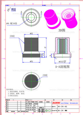 Round Custom Potentiometer Knobs In Standard Size With 20mm Diameter And Customize Option
